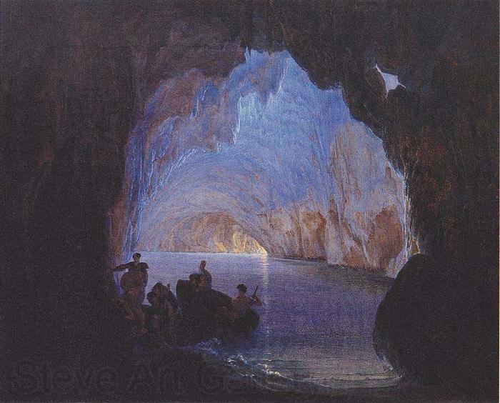 Heinrich Jakob Fried The Blue Grotto of Capri Spain oil painting art